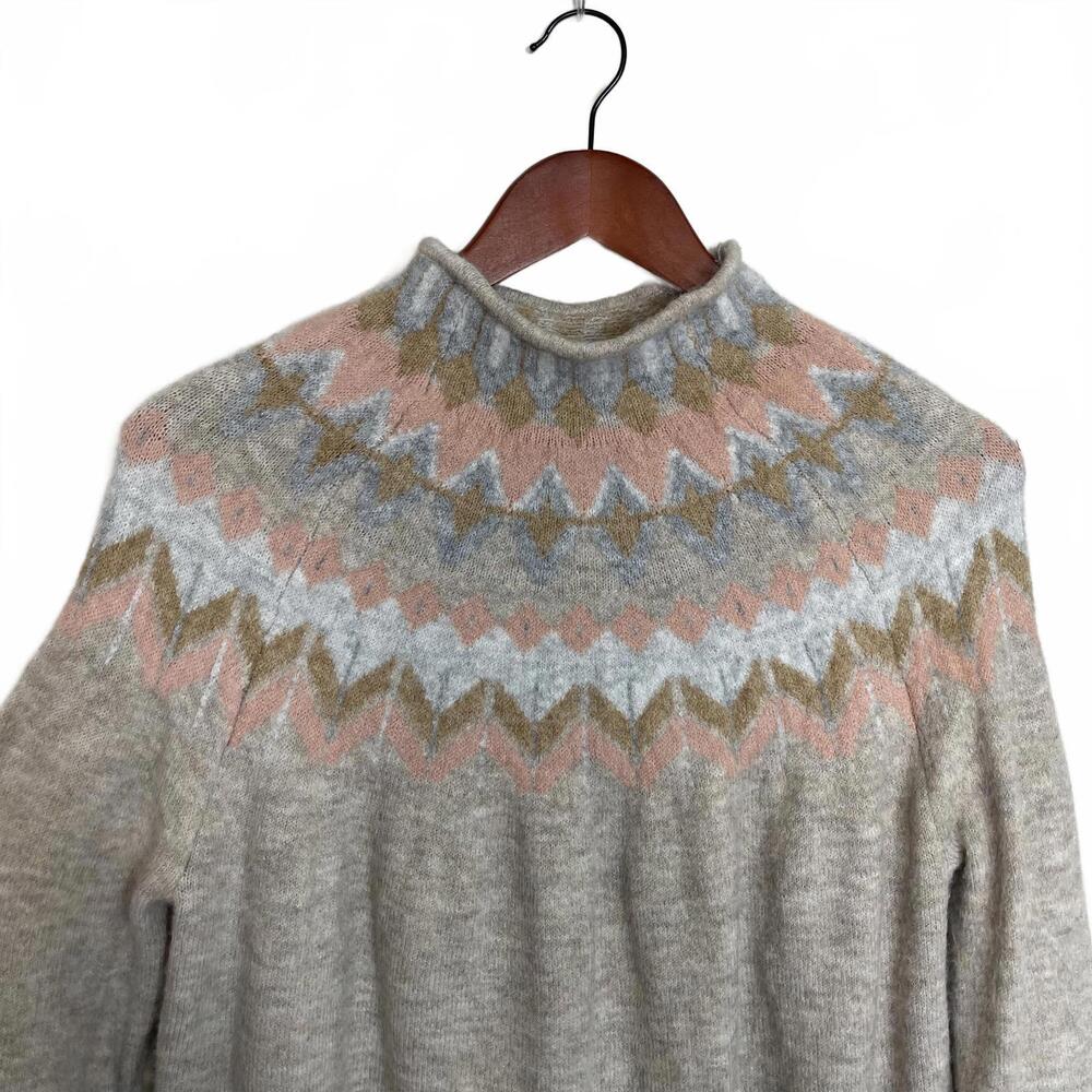 Mock Neck Sweater Medium Argyle Diamond Pattern |… - image 4